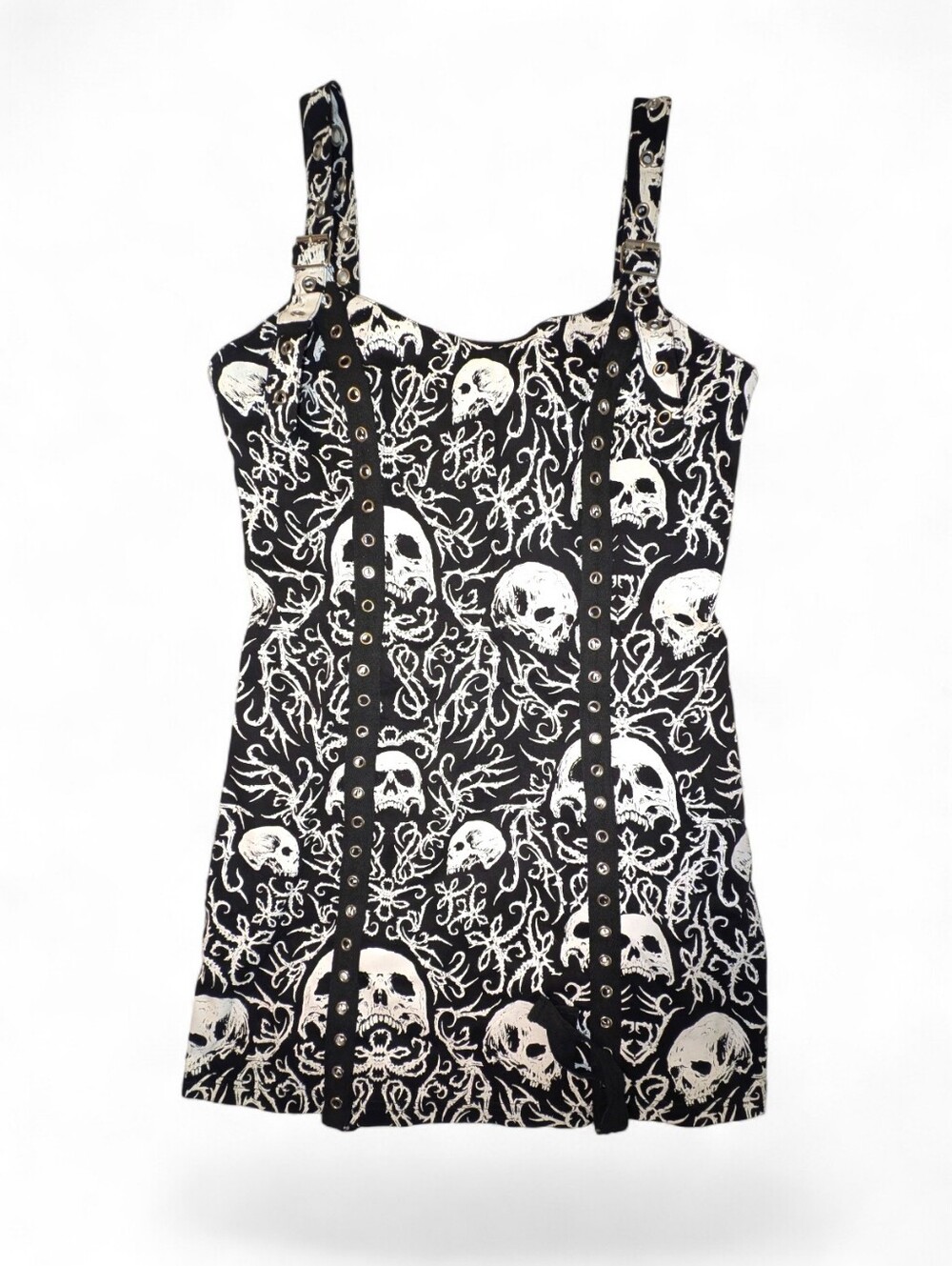 Widow by Dolls Kill Filigree Skull Corset Mini Dress Goth Punk Juniors Large